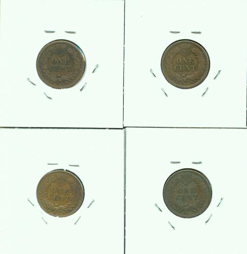 1899 - 1902 - 1906 - 1907  INDIANHEAD CENTS   VERY GOOD