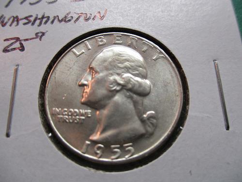 1955-D  MS63 Washington Quarter.  Item: 25 W55D-03.