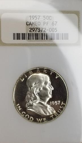 1957 Franklin Half Dollar CAMEO PR67CAM **STUNNING**