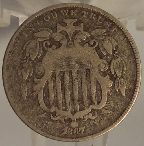 1867 Shield Nickel Type II No Rays Fine #0155