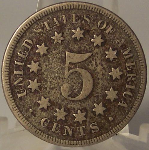 1867 Shield Nickel Type II No Rays Fine #0155