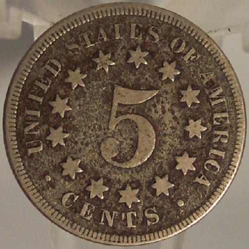 1867 Shield Nickel Type II No Rays Fine #0155