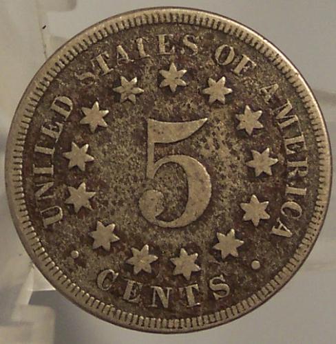 1867 Shield Nickel Type II No Rays Fine #0155