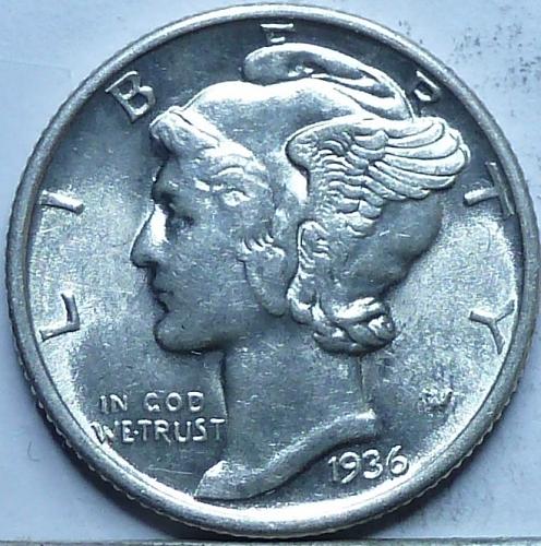 1936- P Uncirculated Mercury Dime Unc ( N-147 )