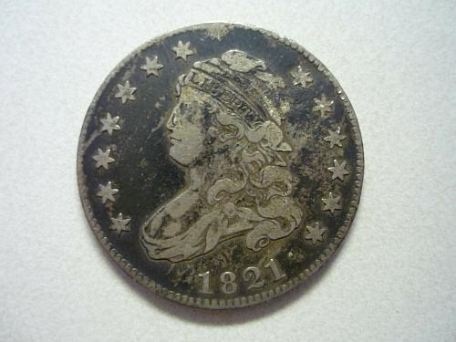 1821 Silver Capped Bust Quarter. Free shipping