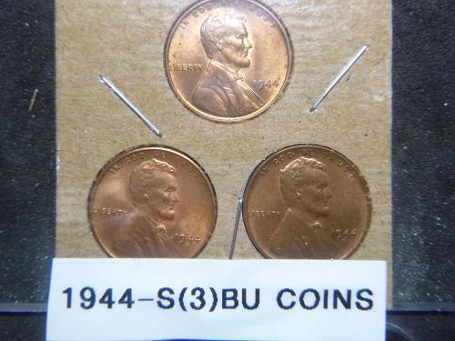 (3) 1944 S Lincoln Wheat Cent Small Cents