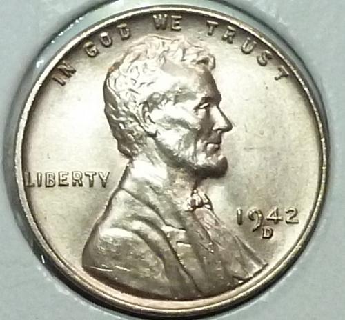 1942-D Gem BU RED Lincoln Wheat Cent (F-294 )