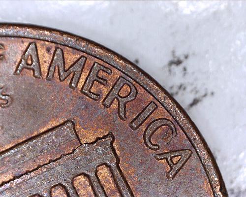 1980 P penny reverse lamination peal