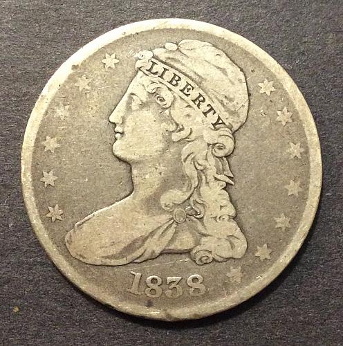 1838 P Capped Bust Half Dollar, see pics and description (cn1)