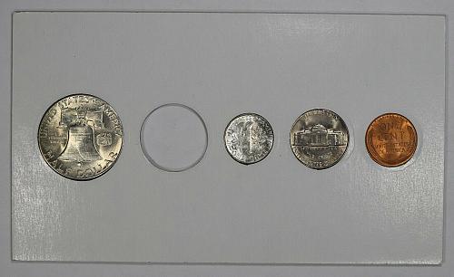 1949 P D & S 14 Coin Vintage BU MINT SET, U.S. Coinage, Silver Franklin Half