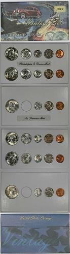 1949 P D & S 14 Coin Vintage BU MINT SET, U.S. Coinage, Silver Franklin Half
