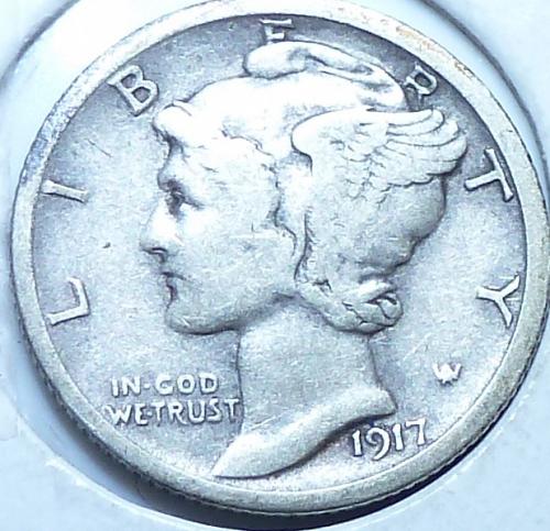 1917-S Extra Fine Mercury Dime   ( S-006)