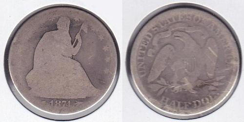 1874 Liberty Seated Half Dollar US Coins Silver