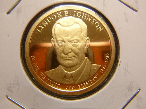 LYNDON B. JOHNSON 2015 S PRESIDENT ONE DOLLAR GOLD PLATED PROOF