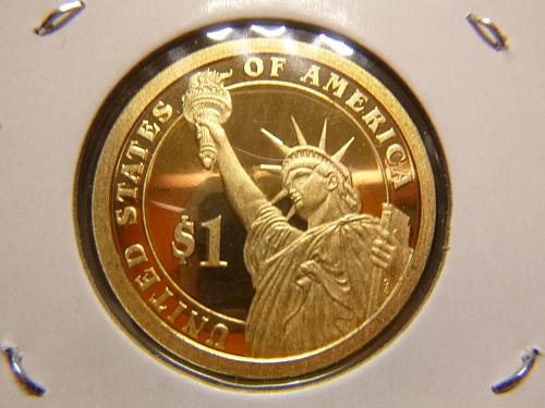 LYNDON B. JOHNSON 2015 S PRESIDENT ONE DOLLAR GOLD PLATED PROOF