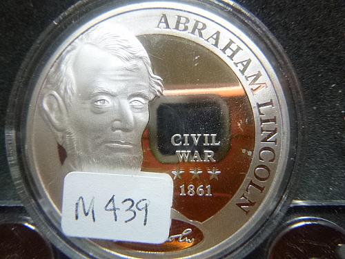 ABRAHAM LINCOLN CIVIL WAR 1861 COMMANDER IN CHIEF SLIVER PLATED COIN