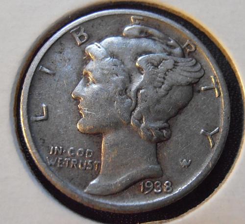 1938 P Mercury Silver Dime (38PEW1)