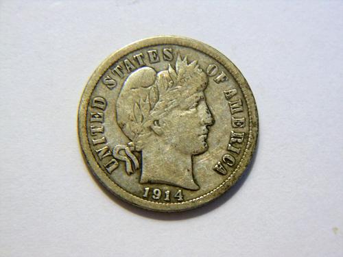 1914-D Silver Barber Dime