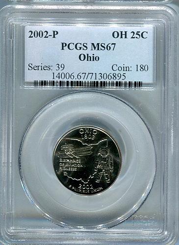 2002- P  OHIO  State Quarter  -   PCGS  -   MS - 67