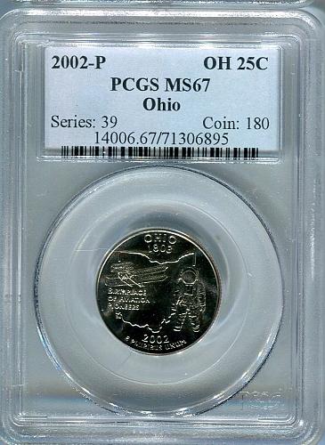 2002- P  OHIO  State Quarter  PCGS  MS - 67