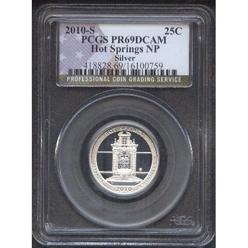 2010 - S  HOT  SPRINGS  National Park  "SILVER"  QUARTER  -   PCGS  -  PR 69 DCAM