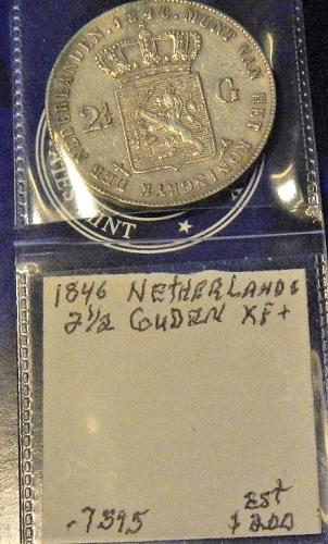 1846 Netherlands 2 1/2 Gulden  XF-AU