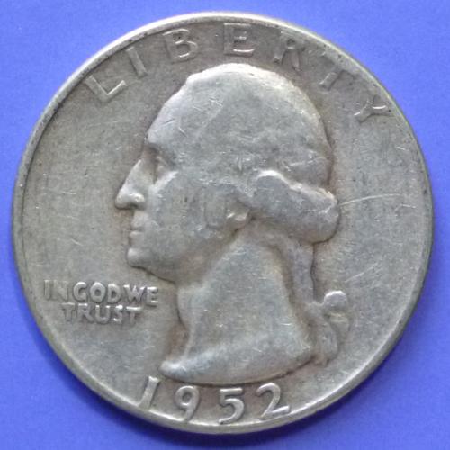 USA United States of America Washington Quarter 25 Cents 1952 S km 164 Silver