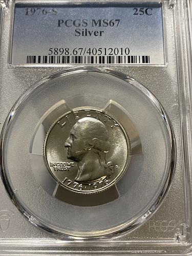 1976-S Washington Silver Quarter, PCGS MS67 BLAST WHITE