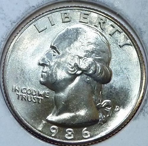 1986-D BU from Mint set Proof Like Washington Quarter # 110