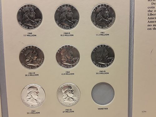 FRANKLIN SILVER HALF DOLLARS 1948-1963  TOTAL COINS 35