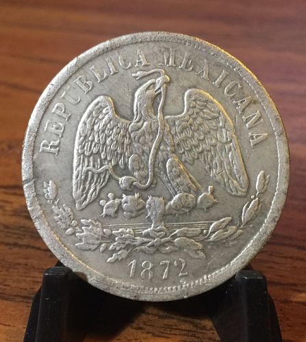 1872 Mo-M Silver Mexican Balance Scale Un Peso Coin