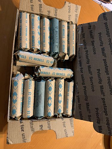 Last full box of ( NO DATE BUFFALO NICKLES) 28 full rolls