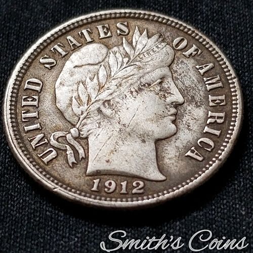 1912 ~ Barber Dime ~ Net XF