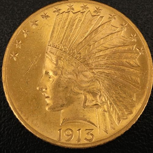 1913 Indian Head $10 Eagle Coin