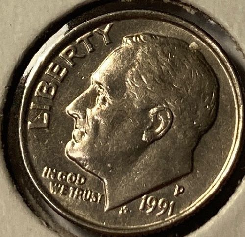 1991 P Roosevelt Dimes