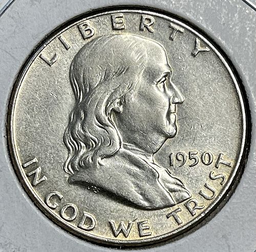 1950-P High Grade/Circulated VF/XF 90% Silver Franklin US Half Dollar