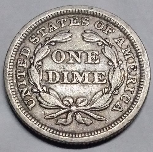 1850-P Seated Liberty Dime 10c, Silver, full LIBERTY, XF+ details, beautiful!