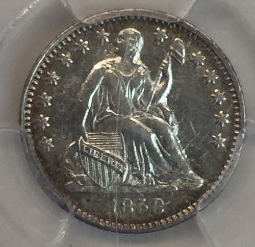 1858 Seated Half Dime, AU Details PCGS (13518)