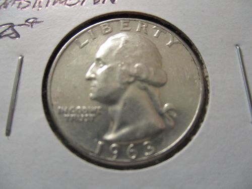 1963  AU58 Washington Quarter.  Item: 25 W63-04.