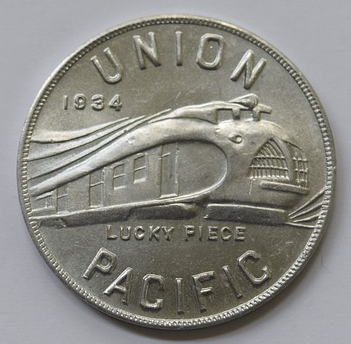 1934 UNION PACIFIC ALUMINUM LUCKY PIECE - CHICAGO CENTURY OF PROGRESS EXPO