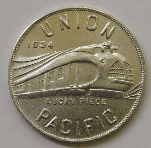 1934 UNION PACIFIC ALUMINUM LUCKY PIECE - CHICAGO CENTURY OF PROGRESS EXPO