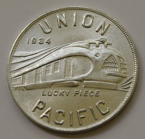 1934 UNION PACIFIC ALUMINUM LUCKY PIECE - CHICAGO CENTURY OF PROGRESS EXPO