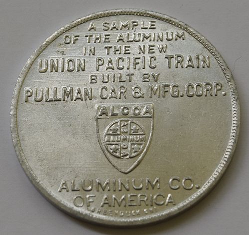 1934 UNION PACIFIC ALUMINUM LUCKY PIECE - CHICAGO CENTURY OF PROGRESS EXPO