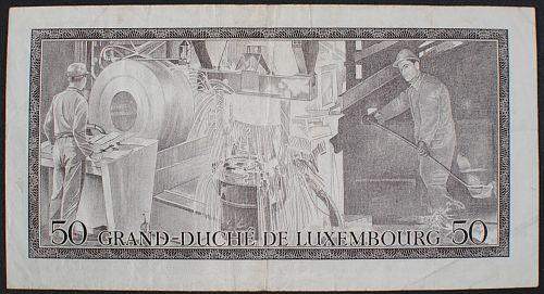 Luxembourg P55b 5 Francs F-VF