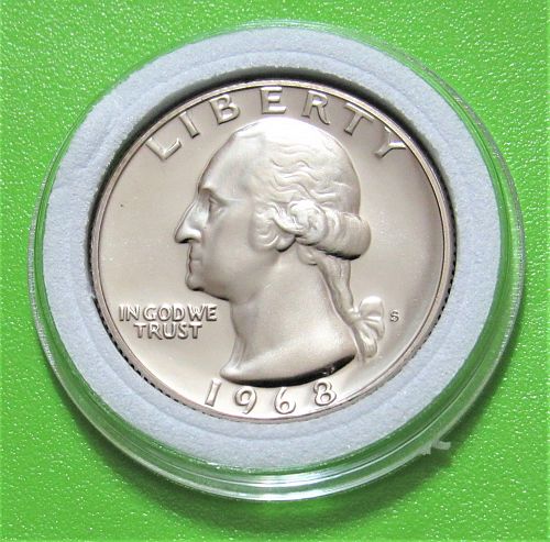 1968-S 25 Cents Washington Quarter - Cameo Proof - Mirror Like Finish