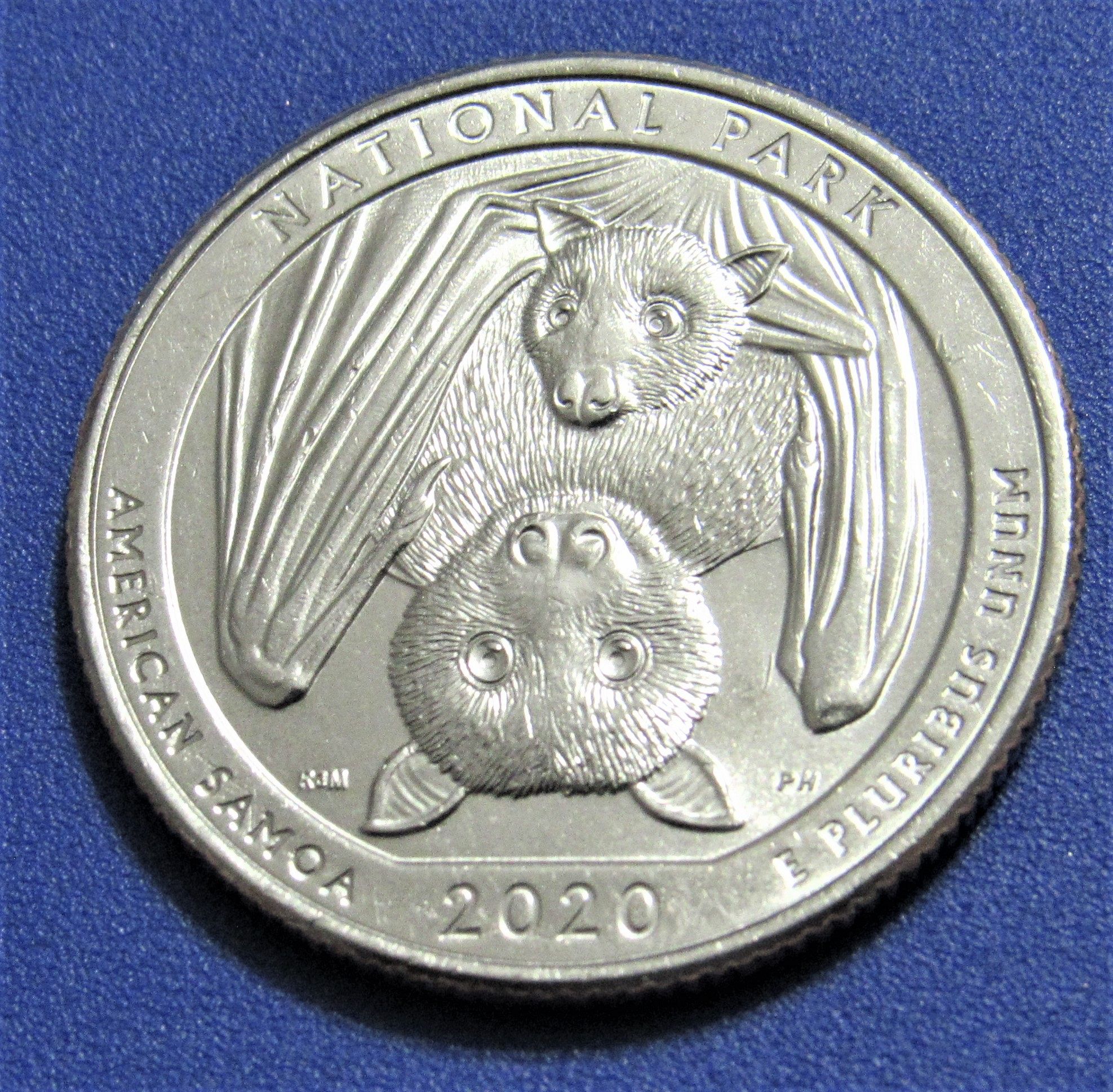 2020 P 25 Cents American Samoa Fruit Bat National Parks Quarter 