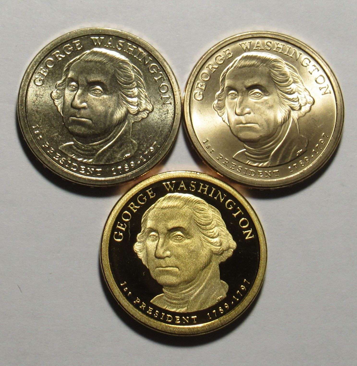 2007 P,D&S Presidential Dollars Washington, BU and Proof For