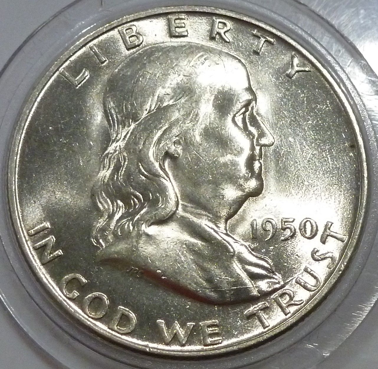 1950-D Gem Brilliant Uncirculated Franklin Half Dollar W-Full Bell ...