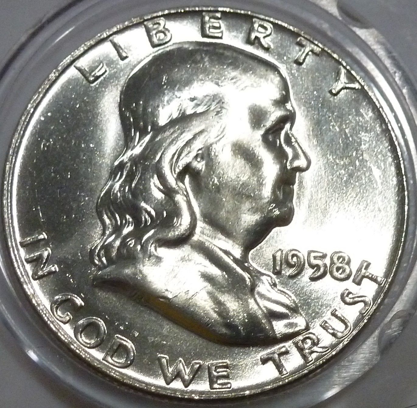1958-D Gem Brilliant Uncirculated Franklin Half Dollar W-Full Bell ...