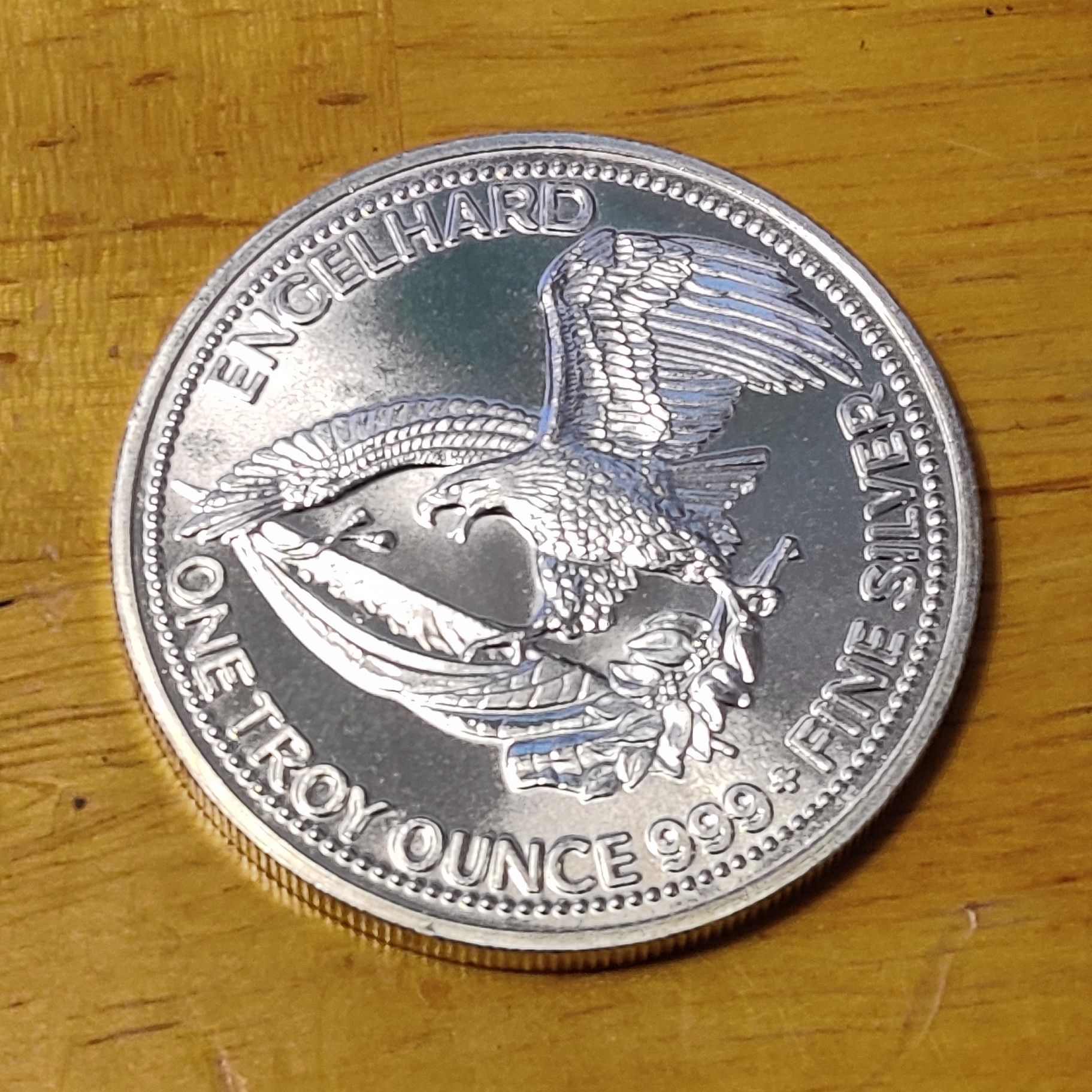 One Troy Ounce 999 Silver Value 1985 THE AMERICAN PROSPECTOR ENGELHARD 1 TROY OUNCE .999 FINE SILVER